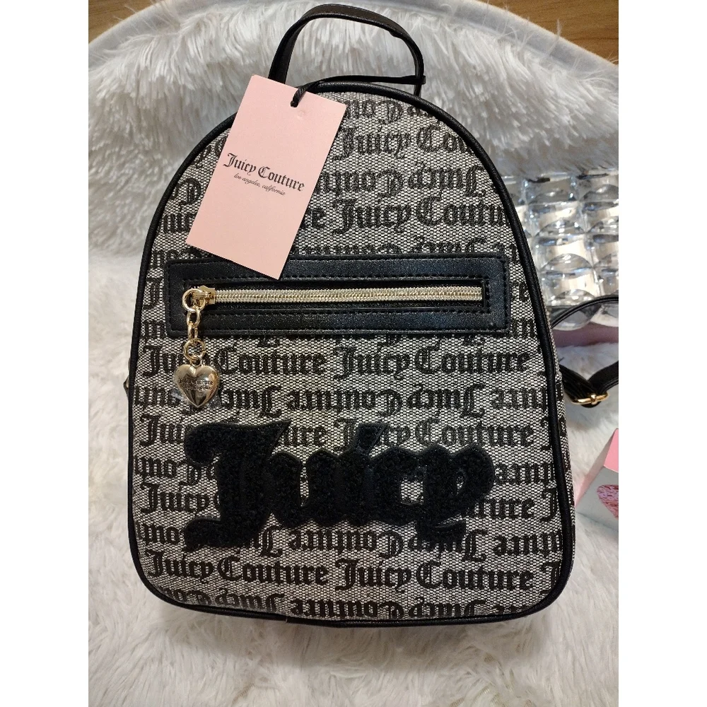 Juicy Couture 👑💎✨ Black/Beige Paparazzi Backpack NWT✨